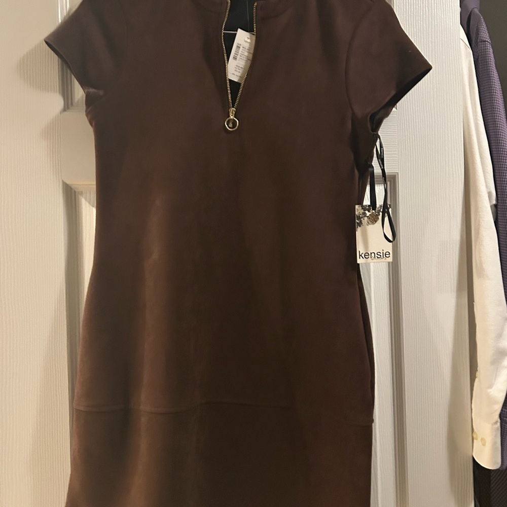 Kensie Brown Mini Dress with Gold Accent
